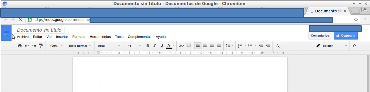 Muestra el nuevo documento de Google Docs